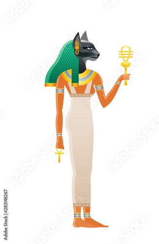 Vecteur Stock Ancient Egyptian Goddess Bastet Deity With Cat Head 3d
