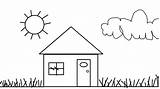 Coloring House Pages Cartoon Clipart Simple Preschool Library Cliparts sketch template