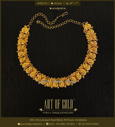light weight bridal necklace art  gold jewellery coimbatore