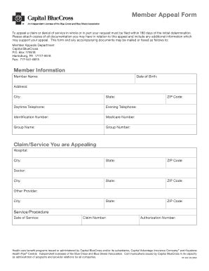 capital blue cross provider dispute form fill   sign printable