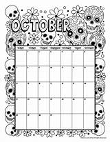 Calendar Coloring Printable October Kids Pages Print Woojr 2021 Printables Calender Halloween August Monthly Oct Woo Jr Template A5 Templates sketch template