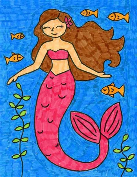 easy   draw  mermaid tutorial  mermaid coloring page artofit
