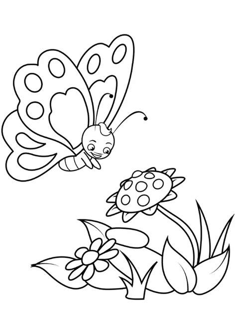 coloring page butterfly  flowers  printable coloring pages