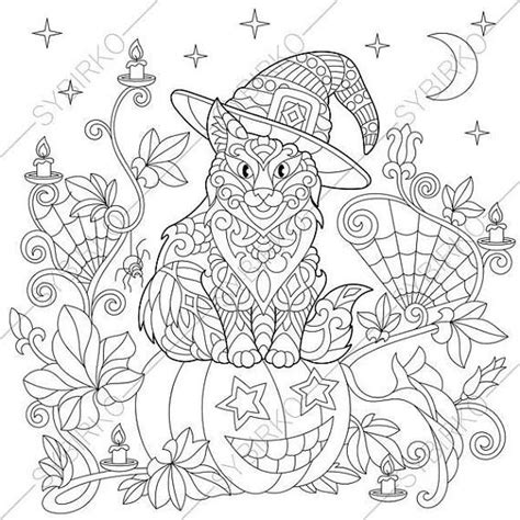 coloring page  adults digital coloring page halloween etsy