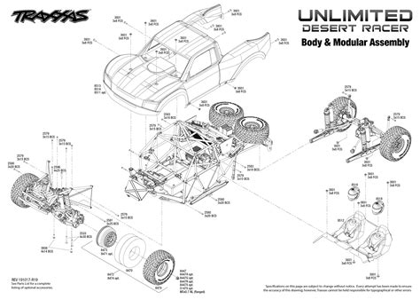 unlimited desert racer   body modular assembly exploded view traxxas