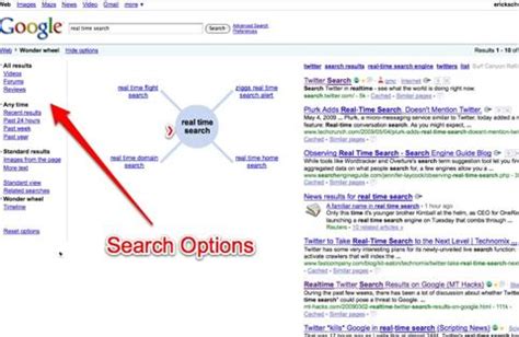 google launches search options  real time search  biggest