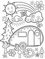Coloring Pages Printable Hippie Year Adult Olds Happy Book Camper Simple Thaneeya Drawing Color Van Pdf Camping Campers Summer Sheets sketch template
