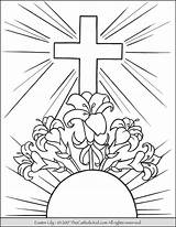 Easter Coloring Pages Lily Catholic Cross Sheets Kids Printable Color Christian Thecatholickid Lilies Colouring Crafts Adult Crowning May School Sunday sketch template