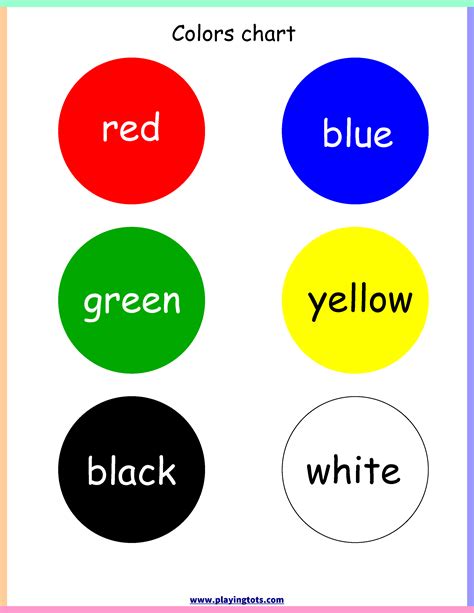 colors chart  children  learn   write  color
