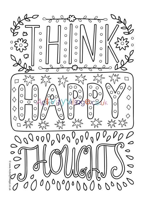 happy thoughts colouring page