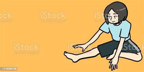 a woman who spreads her legs and stretches her legs stock illustration