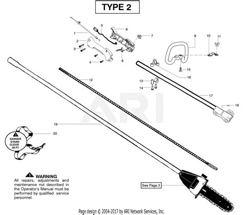poulan pptp pole pruner type  parts diagram  shaft handle type