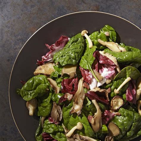 spinach warm mushroom salad recipe eatingwell