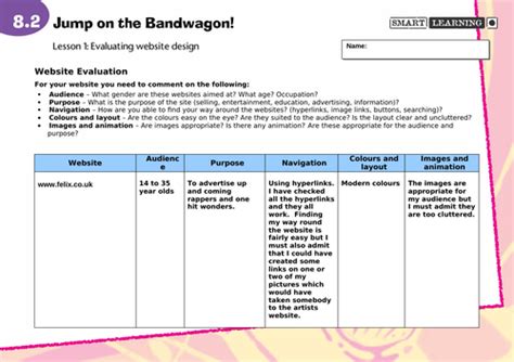 website evaluation form teaching resources