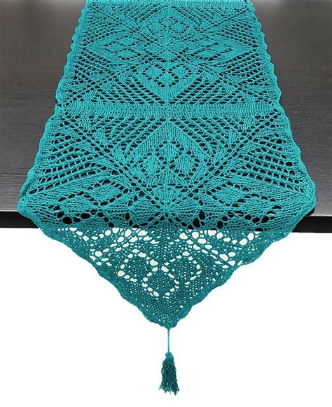 handmade crochet lace design cotton table runner  tassels