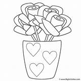 Coloring Summer Hearts Vase Roses Flowers Activity Great Do sketch template
