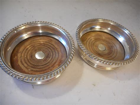 pair  silver plate coasters antique price guide details page
