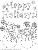 Coloring Christmas Pages Holidays Holiday Happy Printable Winter Drawing Adults Color Sheets Kids Adult Family Christmascard Kazoops Print Clipart Colouring sketch template