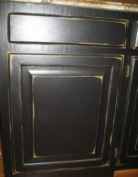 paint black distressed kitchen cabinets