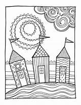 Coloring Beach Pages House Houses Doodles Kpm Getdrawings sketch template