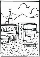 Mewarnai Kakbah Islami Kumpulan Langit Paud Haram Awan Masjidil sketch template
