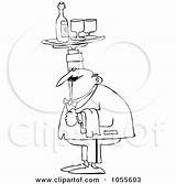 Holding Waiter Tray Chubby Outline Coloring Male Illustration Clip Djart Royalty Wine Head His Over Vector sketch template
