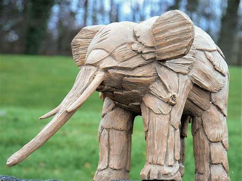 rustic drift wood effect elephant garden statue african ornament figure
