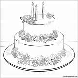 Cake Pages Birthday Coloring Roses Color Adults Kids sketch template