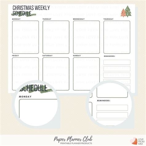 printable christmas weekly planner   plan   christmas week   glance