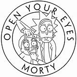 Morty Coloring Rick Pages Eyes Open sketch template