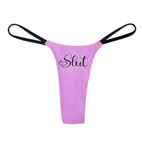 Slut Thong Slutty Lingerie Pink With Glitter And Sparkles Womens Sexy