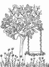 Coloring Adult Garden Book Pages Secret Relieving Stress Colouring Printable Tree sketch template