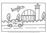 Airport Cartoon Draw Drawing Step Tutorials sketch template