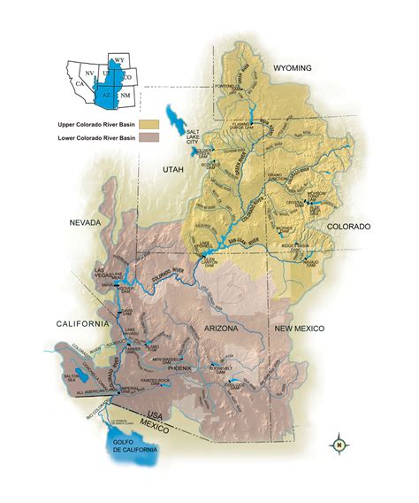 colorado river watershed map world map