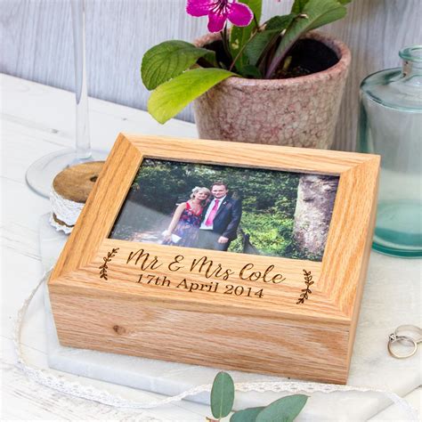 Personalised Solid Oak Wedding Photo Album Box The Laser Boutique