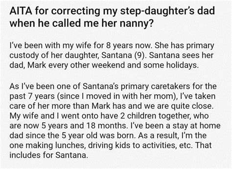 aita for correcting my step daughter s dad when he called me her nanny
