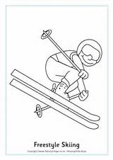 Coloring Skiing Pages Colouring Winter Freestyle Ski Olympic Olympics Sports Kids Crafts Doo Printable Activityvillage Sport Olympische Kleurplaten Winterspelen Color sketch template