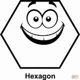 Hexagon Coloring Cartoon Face Shapes Pages Printable Shape Drawing Faces sketch template