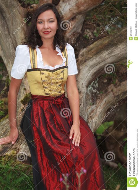 Asian Woman In Bavarian Traditional Costume Stock Image Image 26618487
