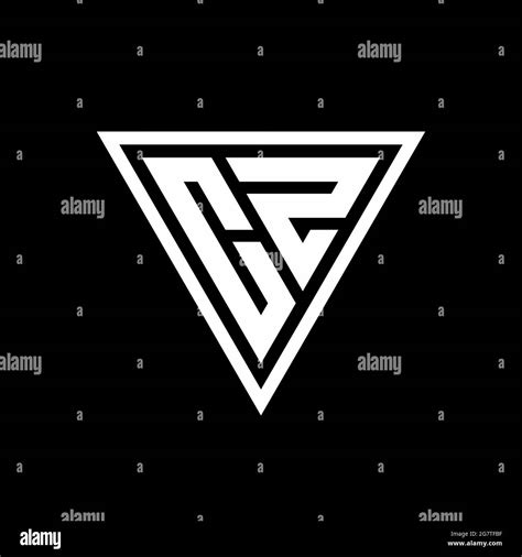 cz logo monogram  tirangle shape isolated  black background geometric vector icon stock