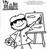Pintor Niños Caballete Dibujoscolorear sketch template