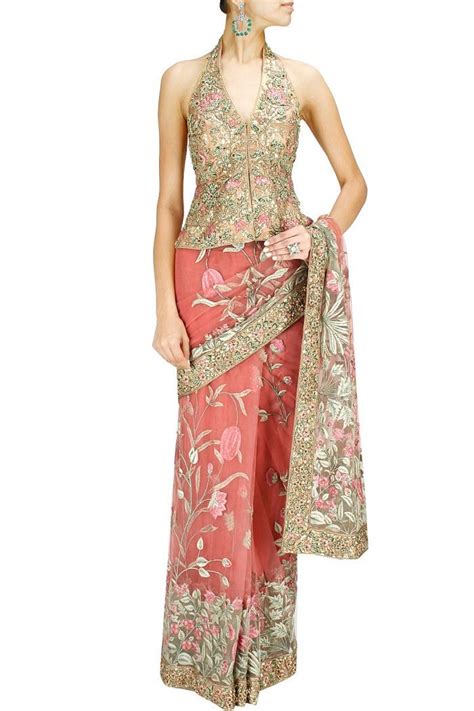 types  saree blouses fashion curious women   halter neck saree  designers