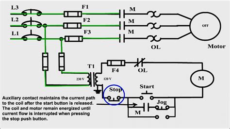 wiring diagram   starter controlling   motor   startstop button