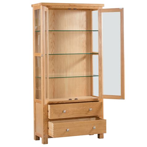 bicester oak display cabinet  glass doors sides  touch