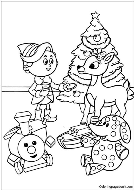 rudolph  children  christmas day coloring page  printable