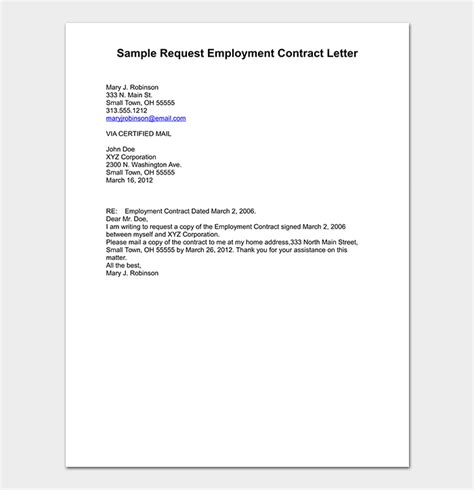 sending  contract  email template