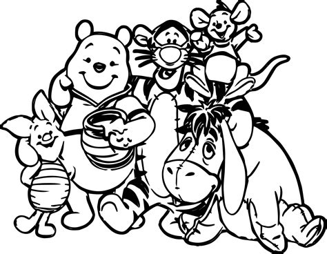 awesome winnie  pooh friends coloring page friends coloring pages