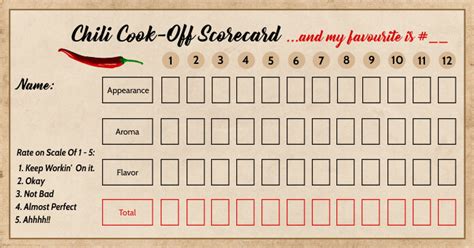 copy  chili cook  scorecard template postermywall