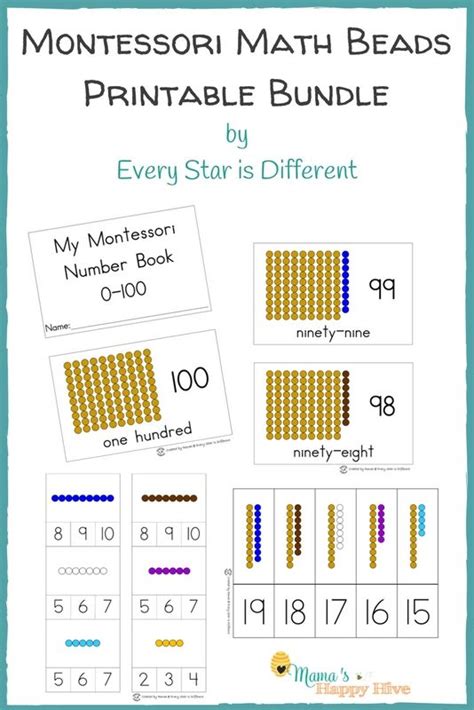 montessori math beads printable bundle  hands  learning