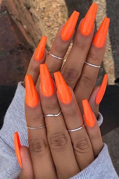 37 Stylish Orange Nail Art Designs For Fall 2020 Orange Acrylic Nails